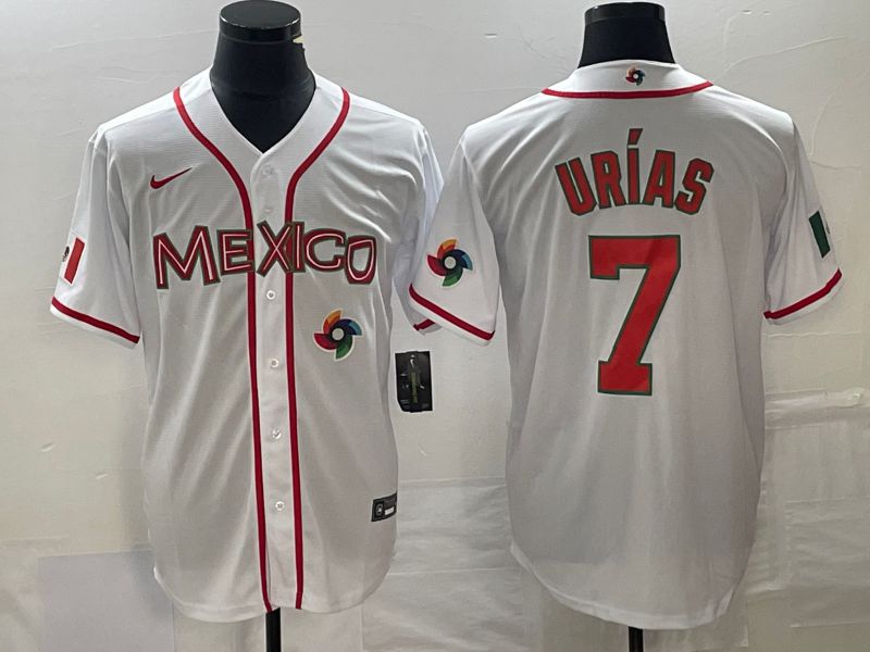 Men 2023 World Cub Mexico #7 Urias White red Nike MLB Jersey15->more jerseys->MLB Jersey